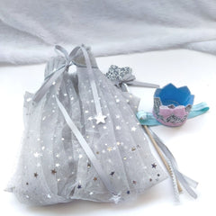 Magical Sparkly Cape/Wand/Crown-Silver Grey
