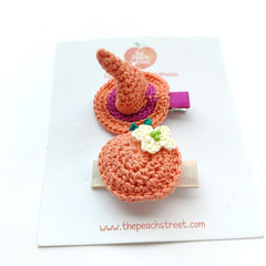 Halloween Hat & Pumpkin Clip Set