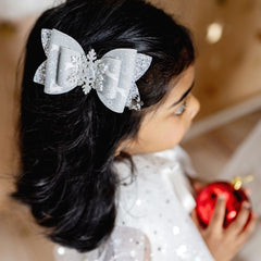Reindeer Print Snowflake Bow