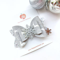 Reindeer Print Snowflake Bow