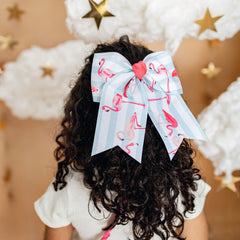 Flamingo Stripes Cheer Bow