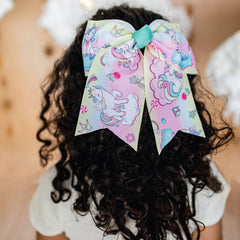 Unicorn Print Cheer Bow