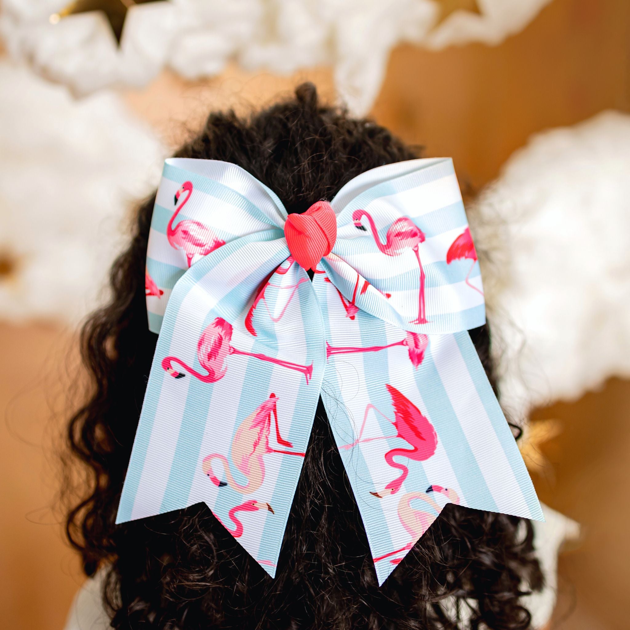 Flamingo Stripes Cheer Bow