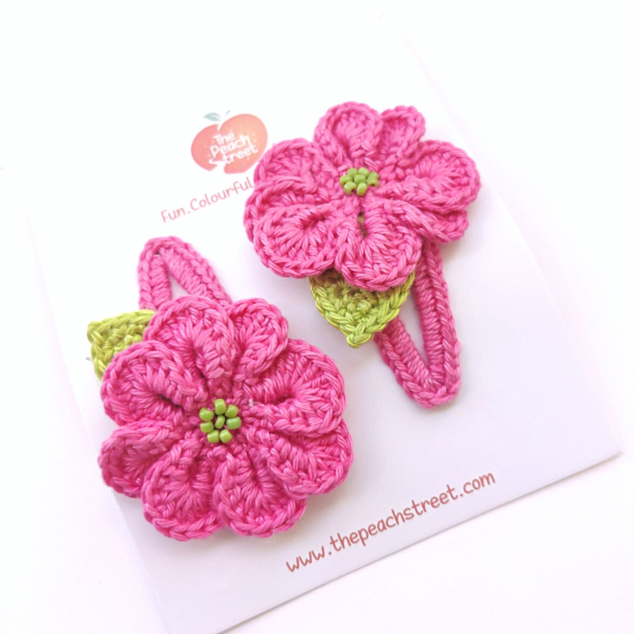 Crocheted Flower Snap Clips