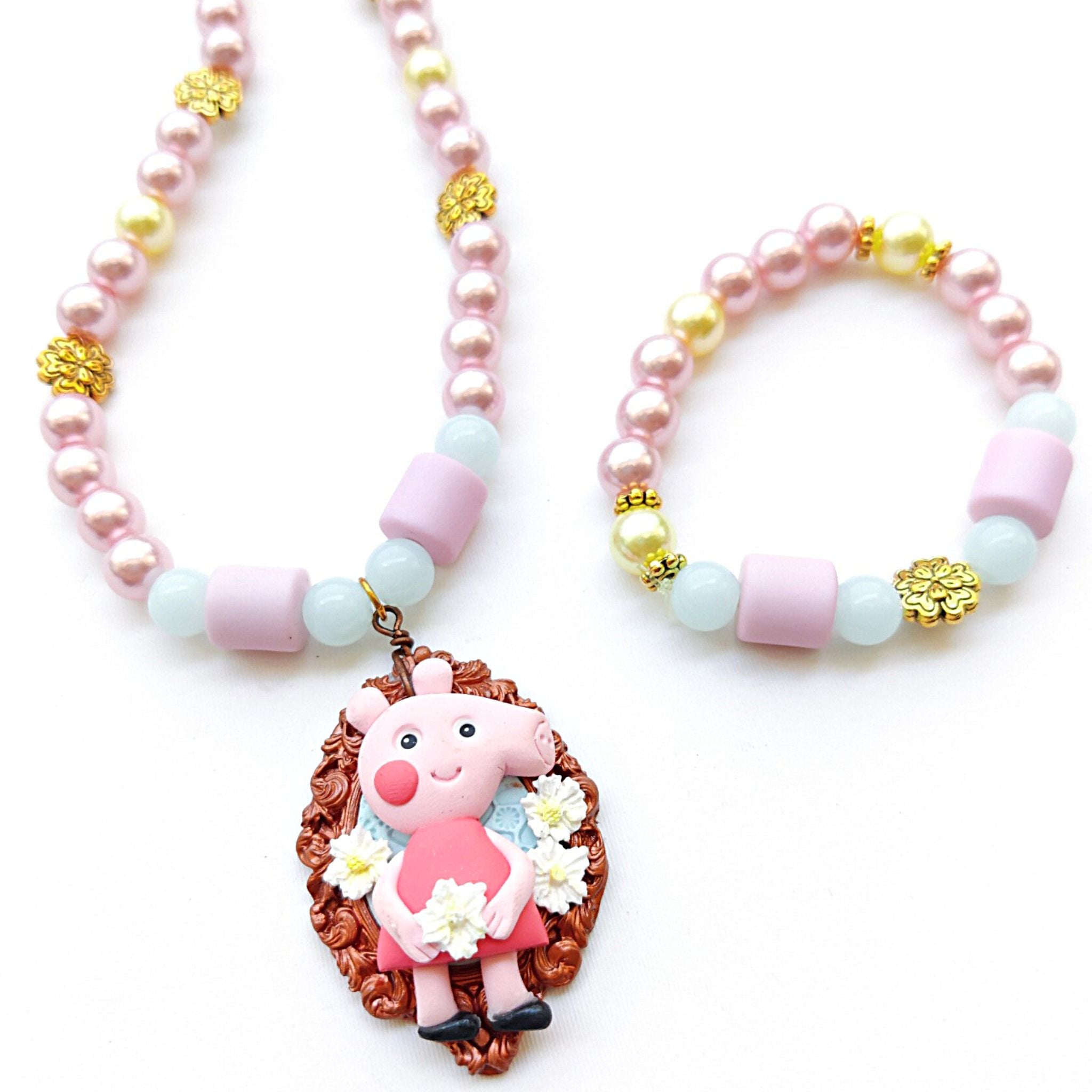 Peppa Pig Necklace Bracelet Set