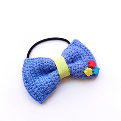 Crocheted Blue Bow