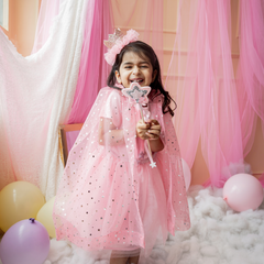 Magical Sparkly Cape/Wand/Crown- Pink