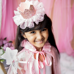 Magical Sparkly Cape/Wand/Crown- Baby Pink
