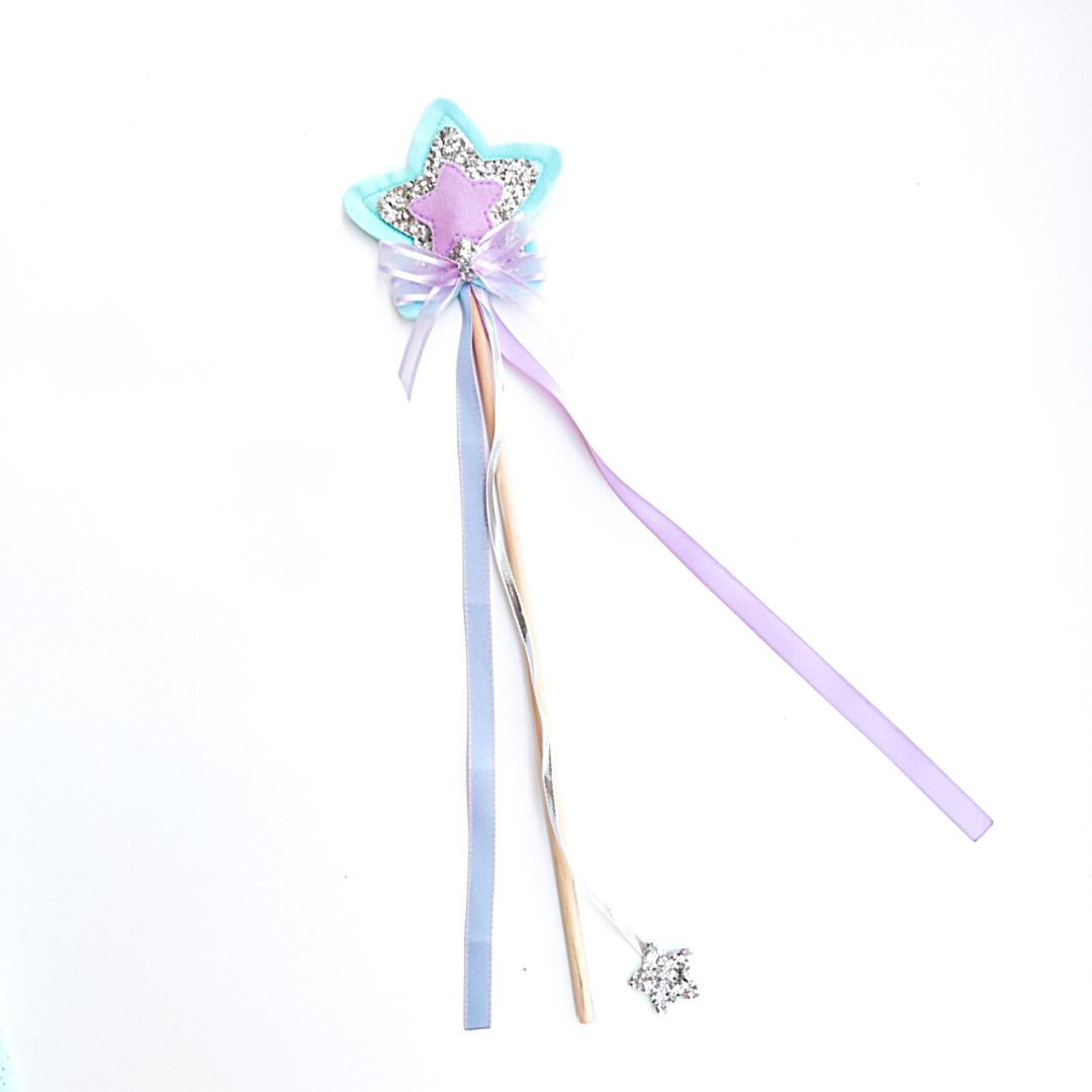 Magical Sparkly Cape/Wand & Crown Set- Blue/Lavender