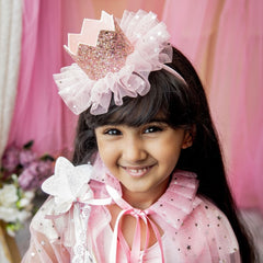 Magical Sparkly Cape/Wand/Crown- Baby Pink