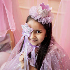 Magical Sparkly Cape/Wand/Crown- Light Purple