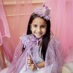 Magical Sparkly Cape/Wand/Crown- Light Purple